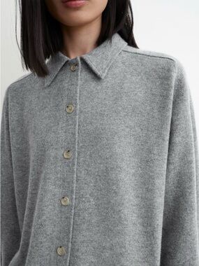 Toteme Soft Grey Cashmere Raglan Shirt